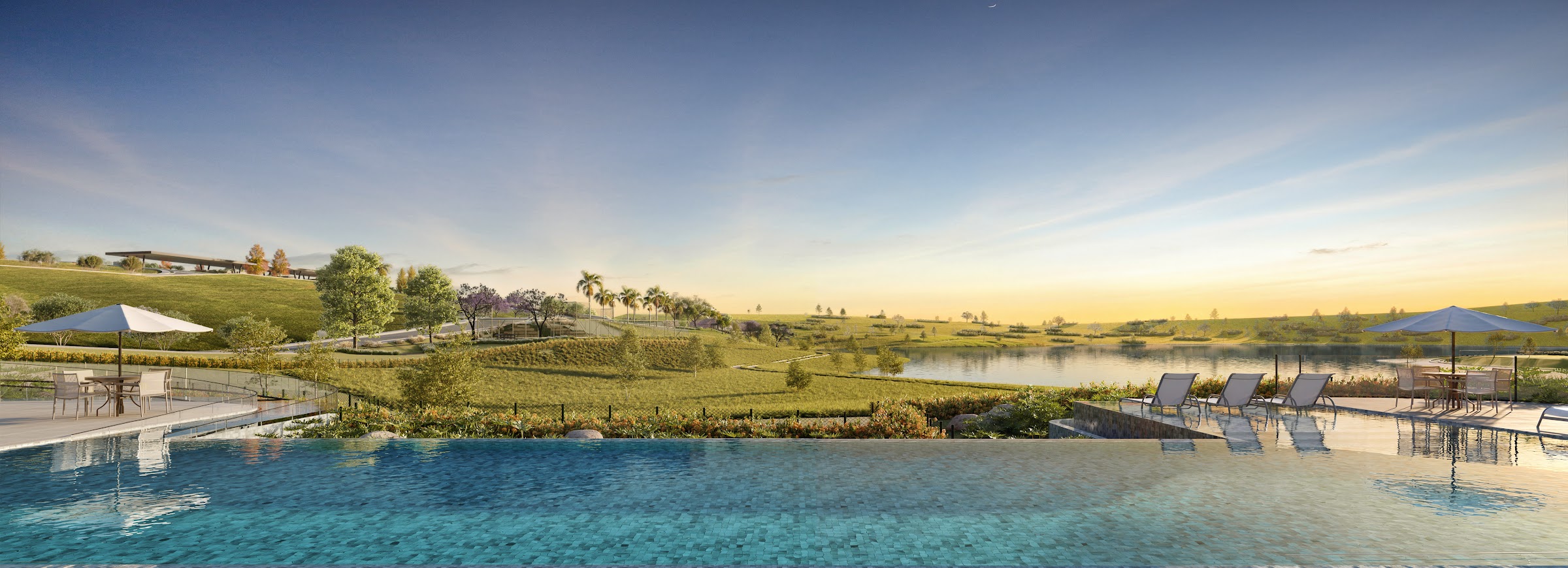 Piscina com vista para o lago